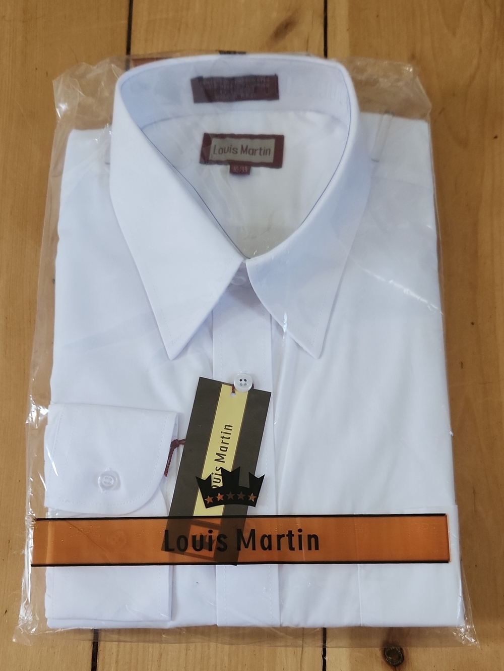 Men's White Dress Shirt - Classic Point Collar 17-17.5, 32/33